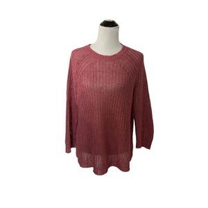 J Crew linen chunky knit long sleeve top size M